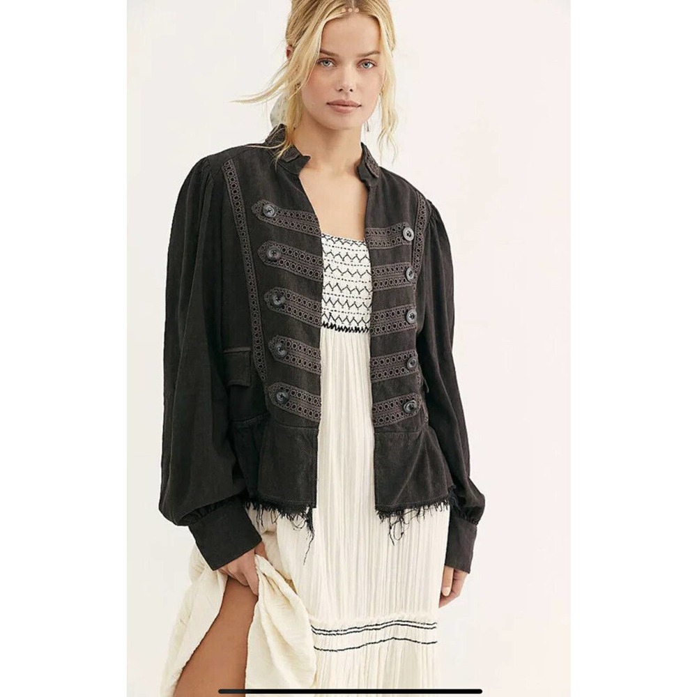 Free People Ariana Jacket Washed Black NWT Small MSRP $168